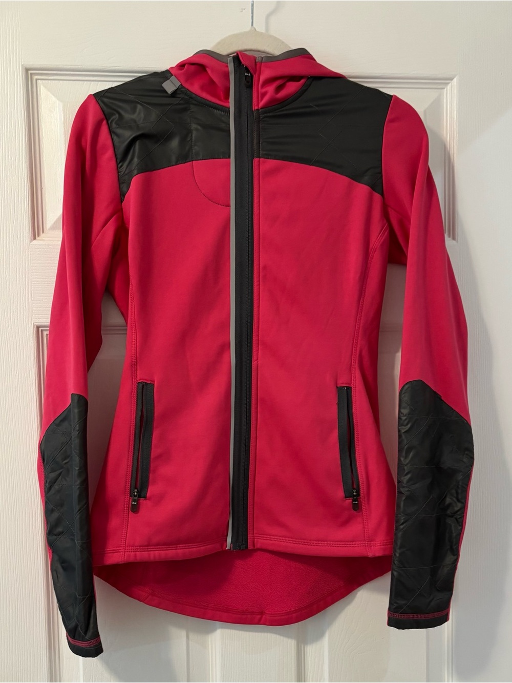 Lolë Women's Pink Hooded Softshell Jacket with Black Accents
